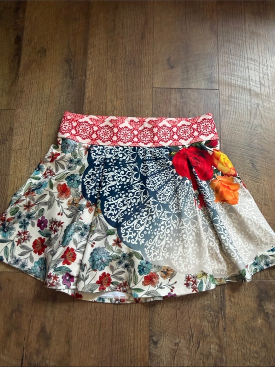 Johnny Was Dresses & Skirts - Johnny Was Multicolor Floral Circle Skirt with Red Waistband